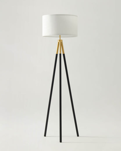 Glowmere Levi Tripod Floor Lamp with Linen Drum Shade overall view