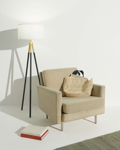 Glowmere Levi Tripod Floor Lamp with Linen Drum Shade view 3
