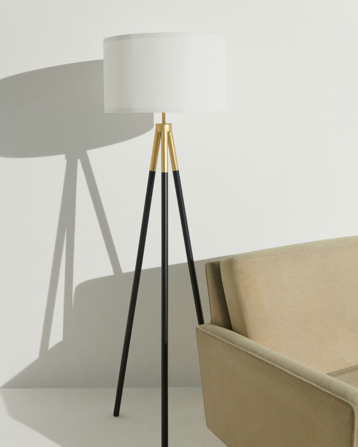 Glowmere Levi Tripod Floor Lamp with Linen Drum Shade view 5