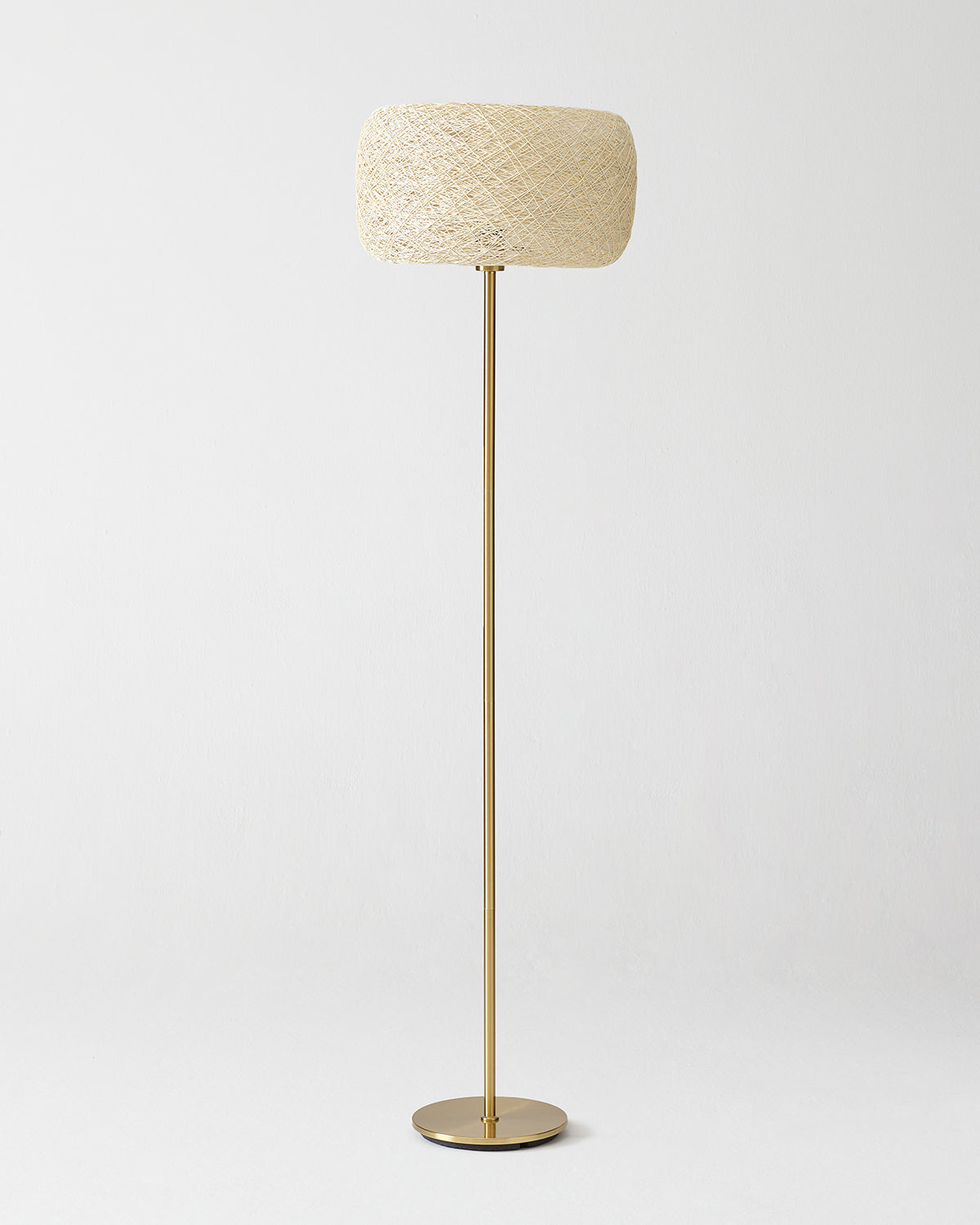 Glowmere Rowan Woven Shade Brass Pole Floor Lamp view 2