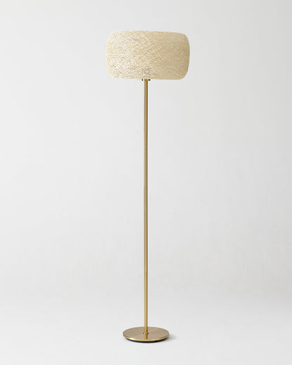 Glowmere Rowan Woven Shade Brass Pole Floor Lamp view 2