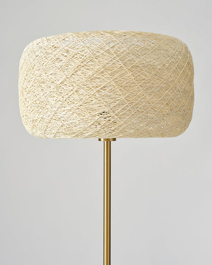 Glowmere Rowan Woven Shade Brass Pole Floor Lamp view 5