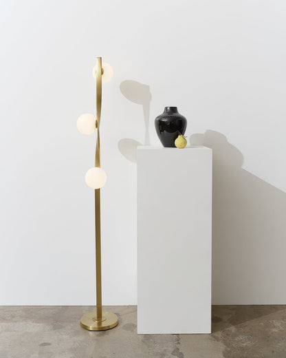 Glowmere Nola Twisted Brass Three Globe Floor Lamp view 4