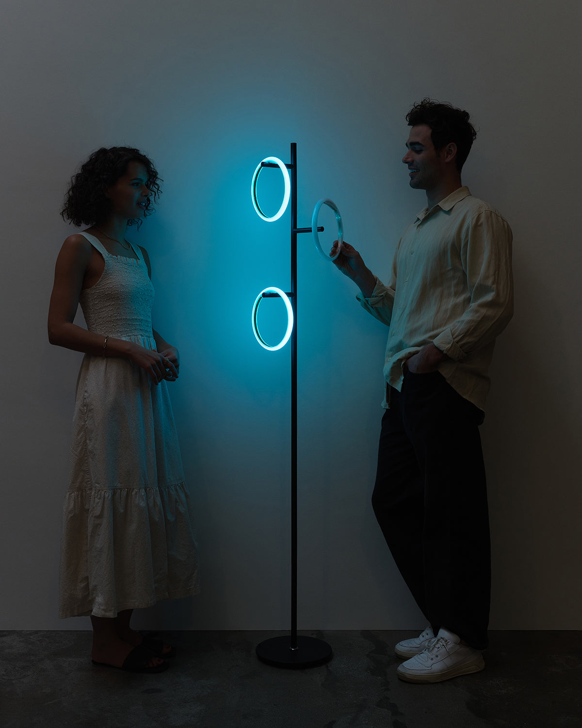 Glowmere Saturn RGB Color Changing Three Ring Floor Lamp view 4