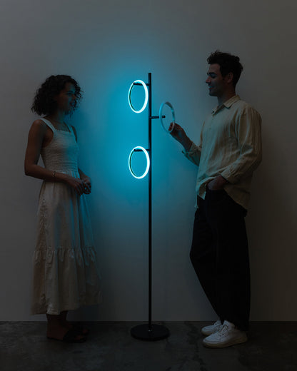 Glowmere Saturn RGB Color Changing Three Ring Floor Lamp view 4