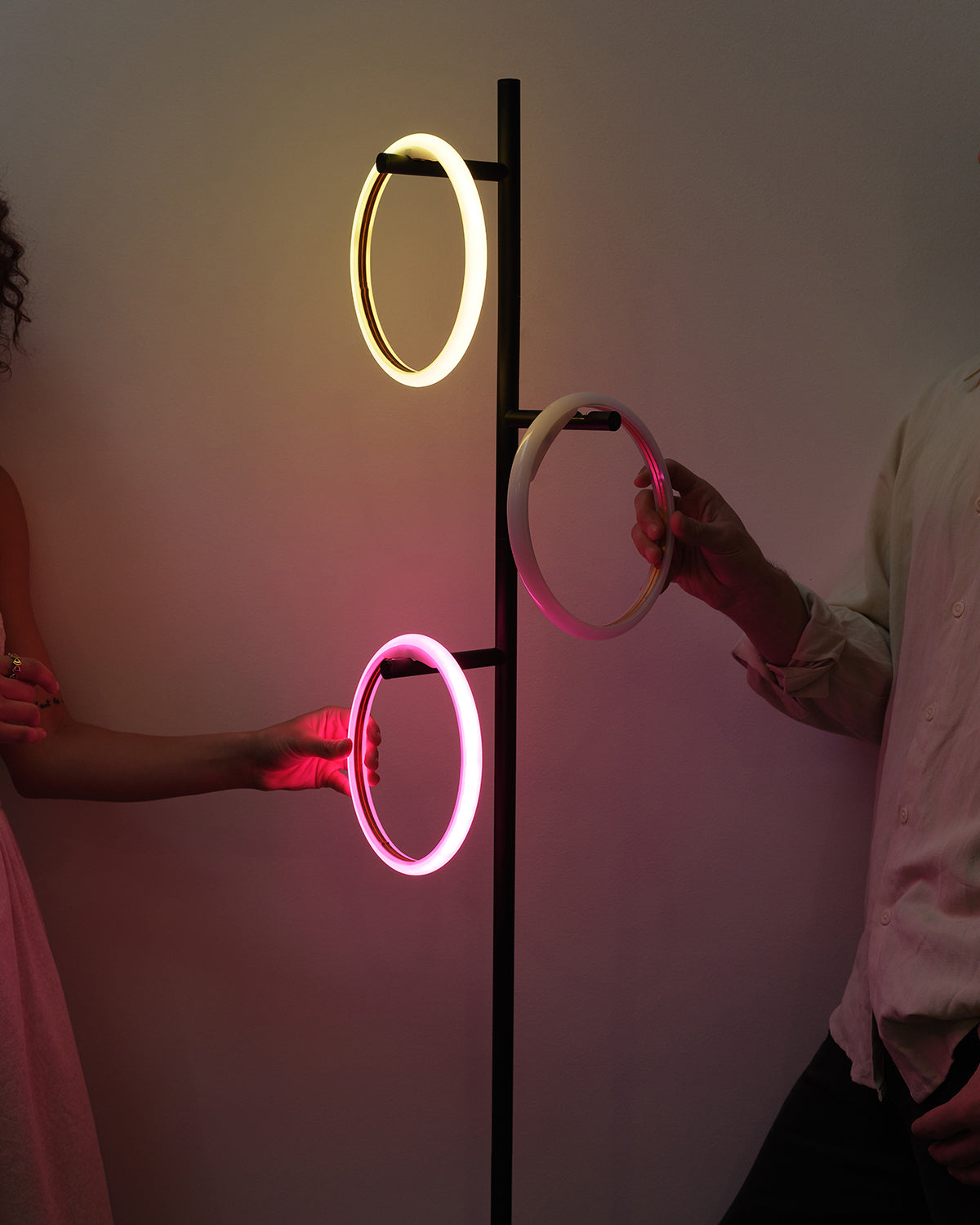 Glowmere Saturn RGB Color Changing Three Ring Floor Lamp view 3