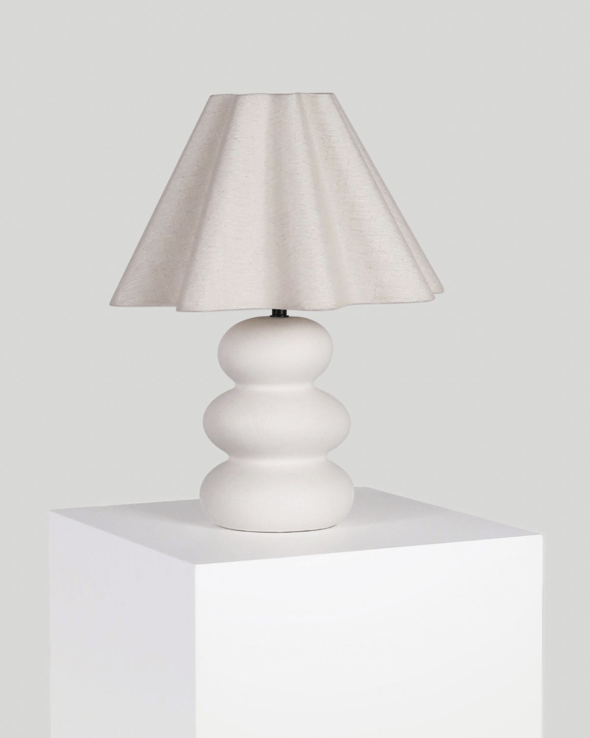 Glowmere Kelsey Textured Ceramic Table Lamp with Fluted Linen Shade view 2