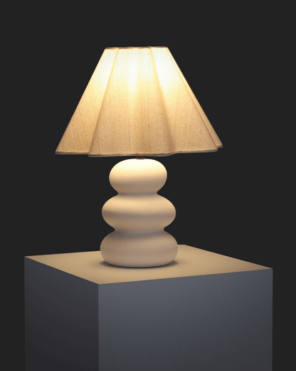 Glowmere Kelsey Textured Ceramic Table Lamp with Fluted Linen Shade view 3