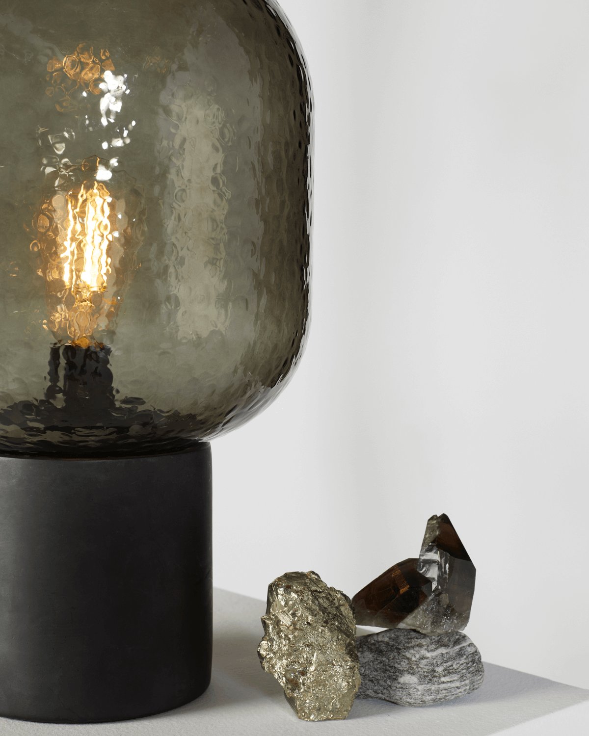 Glowmere Bruce Cement Base Textured Glass Table Lamp view 5