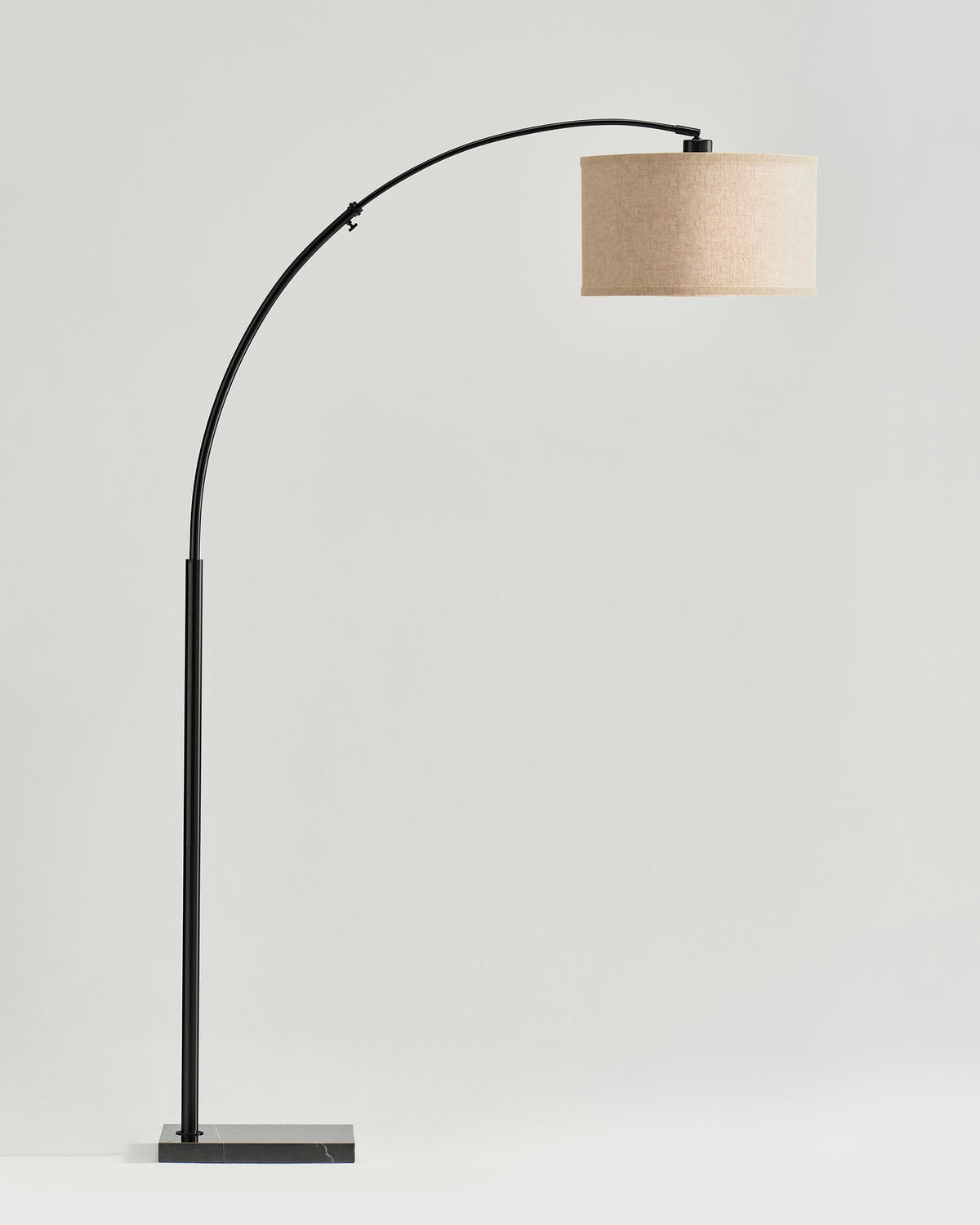Glowmere Logan Marble Base Arc Floor Lamp with Footswitch overall view