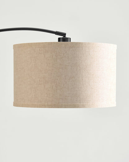 Glowmere Logan Marble Base Arc Floor Lamp with Footswitch in black