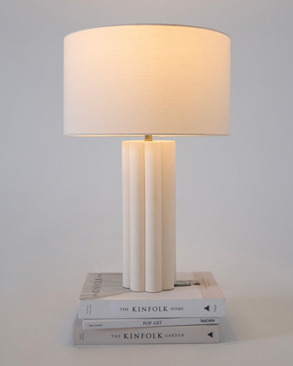 Glowmere Becca Fluted Ceramic Base Table Lamp with Cotton Shade view 2