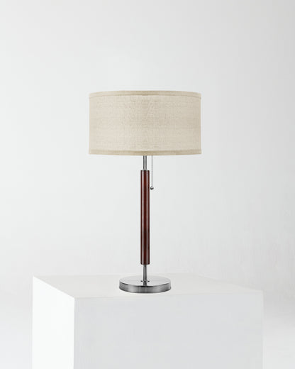 Glowmere Carter Walnut Finish Side Table and Desk Lamp in wood