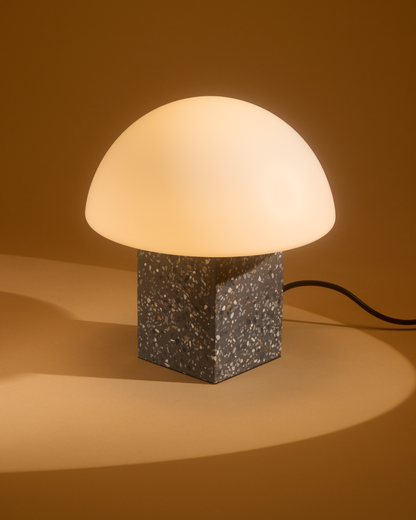 Glowmere Gavin Terrazzo Base Frosted Dome Table Lamp overall view