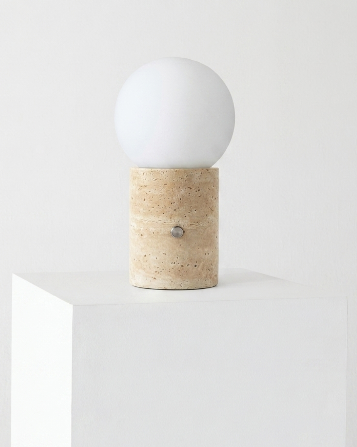 Glowmere Kai Minimalist Three Touch Dimmer Table Lamp in travertine