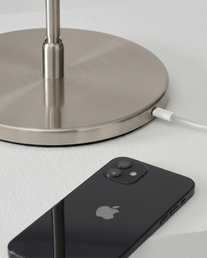 Glowmere Libra Minimalist LED Table Lamp in nickel