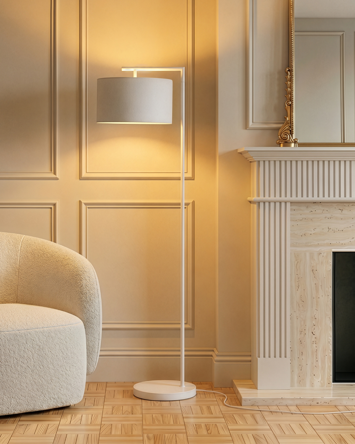 Glowmere Montage Modern LED Floor Lamp in cream