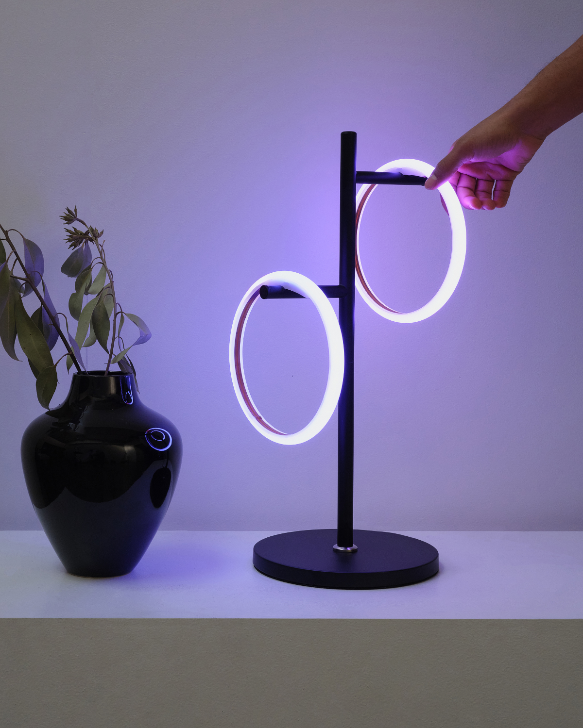 Glowmere Saturn RGB Two Ring Color Changing Table Lamp view 2