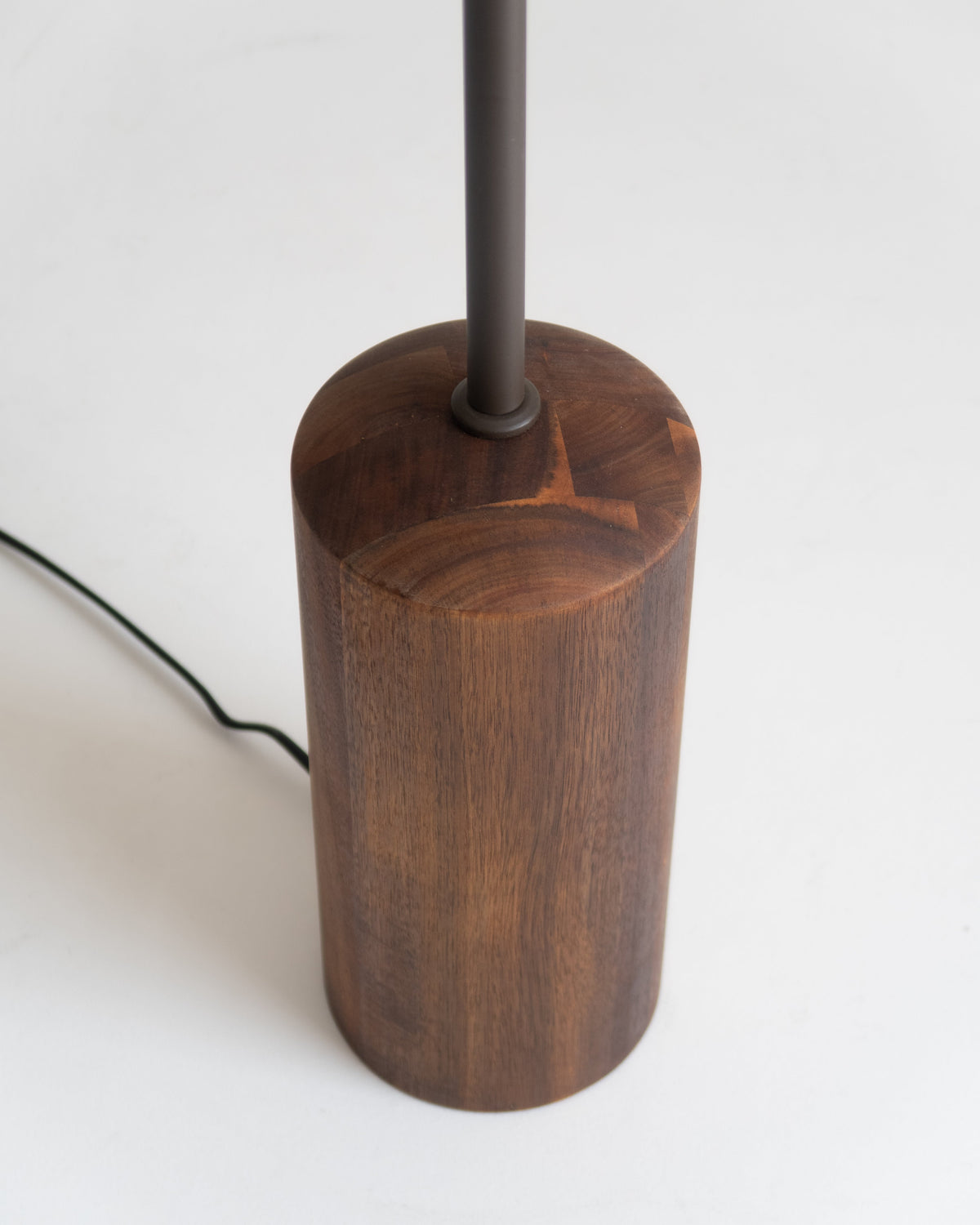 Glowmere Oren Walnut Base Fabric Drum Shade Floor Lamp in wood