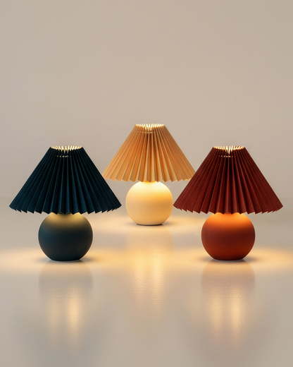 Glowmere Serena Ceramic Globe Base Table Lamp with Pleated Shade view 4