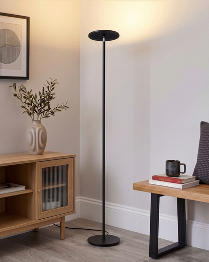 Glowmere Sky Torchiere LED Floor Lamp in black