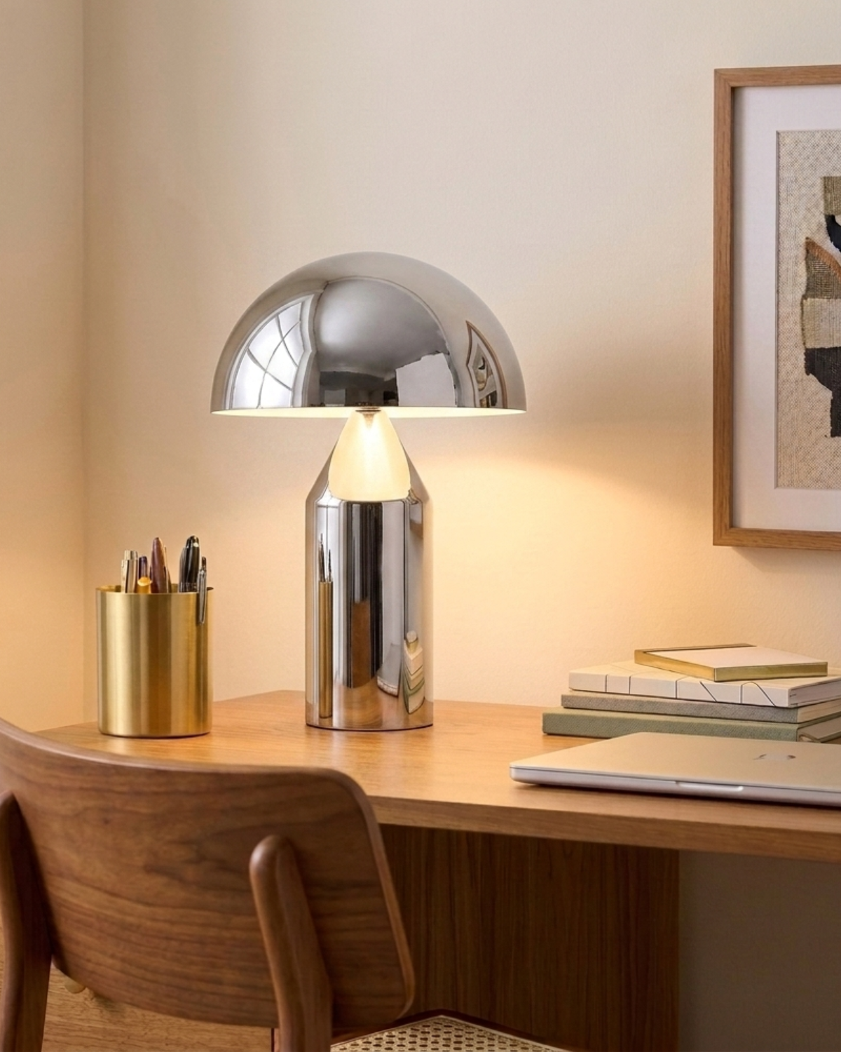 Glowmere Venus Geometric Downlight Table Lamp in chrome