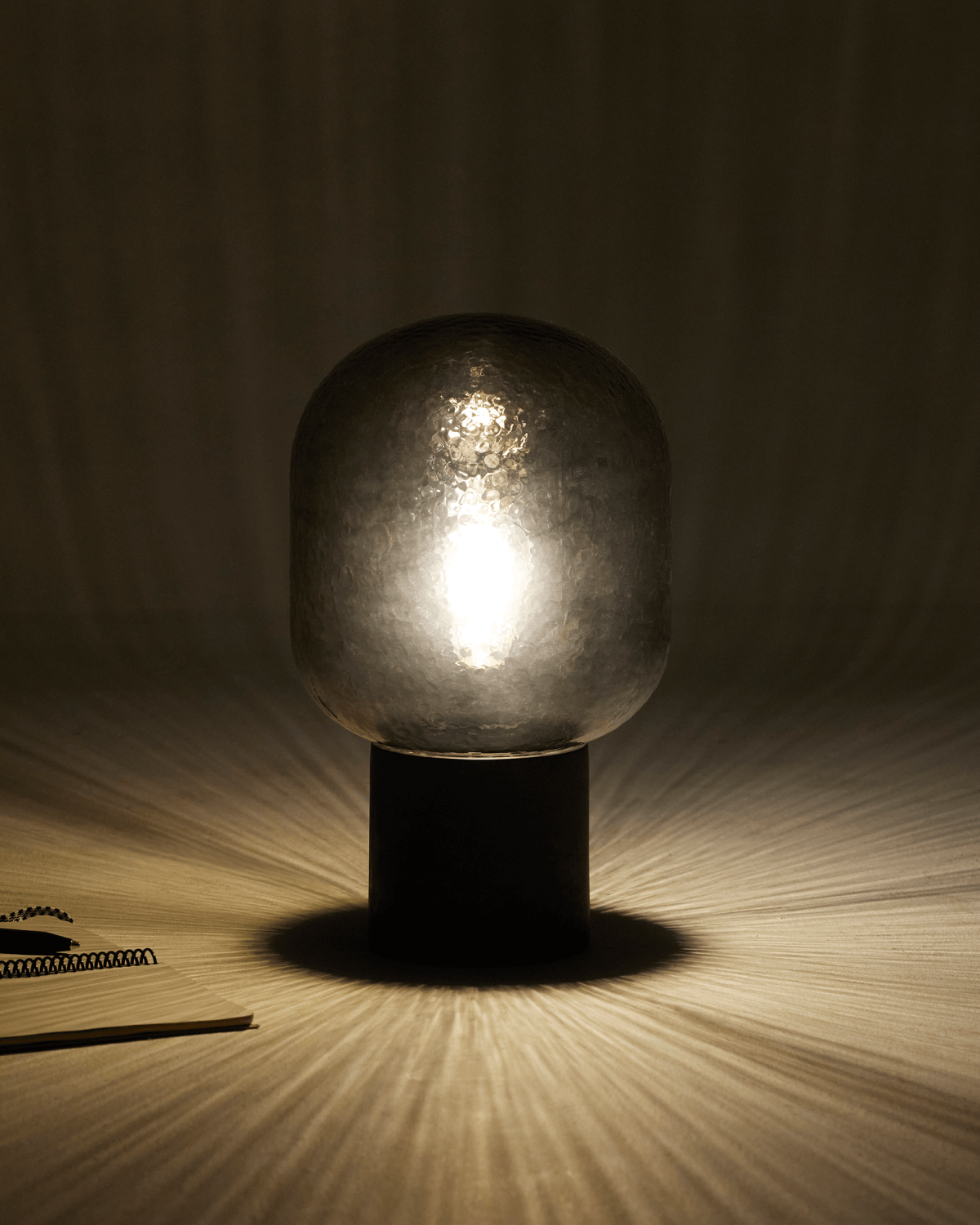 Glowmere Bruce Cement Base Textured Glass Table Lamp in cement