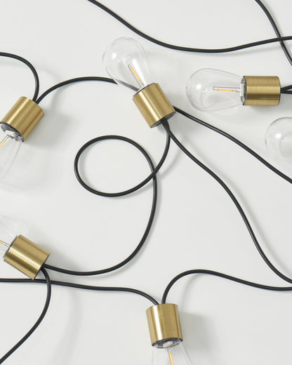 Glowmere Glow Solar Oversized Bulb String Lights with Brass overall view