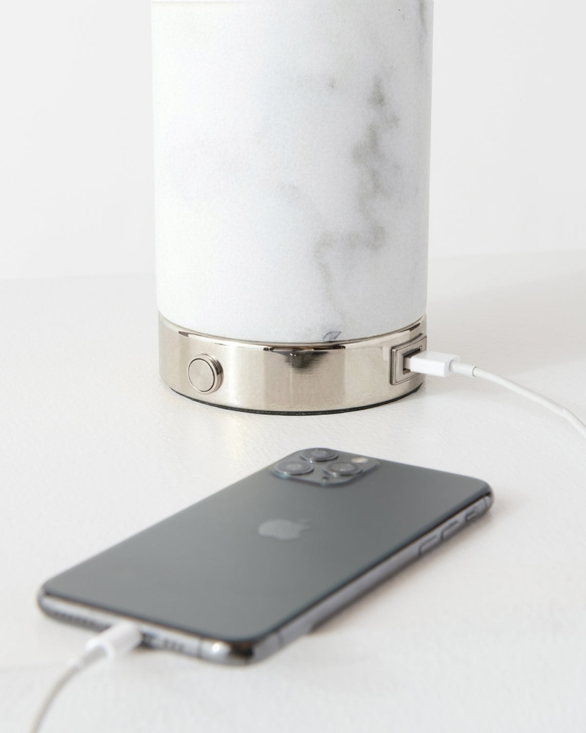 Glowmere Aspen Marble Base USB Table Lamp with Glass Globe view 11