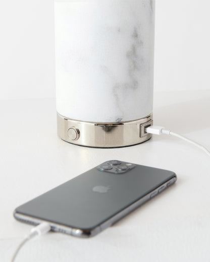 Glowmere Aspen Marble Base USB Table Lamp with Glass Globe view 11