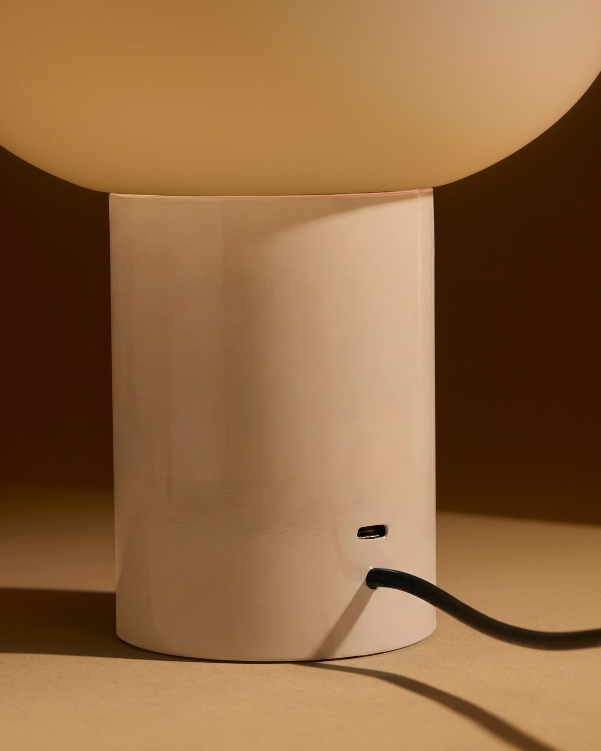 Glowmere Ivy Frosted Oval Globe Minimalist Table Lamp in cream