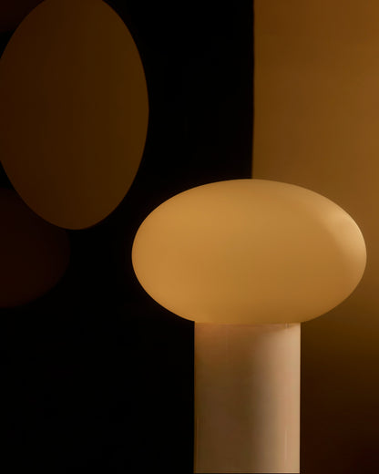 Glowmere Ivy Frosted Oval Globe Minimalist Table Lamp in cream