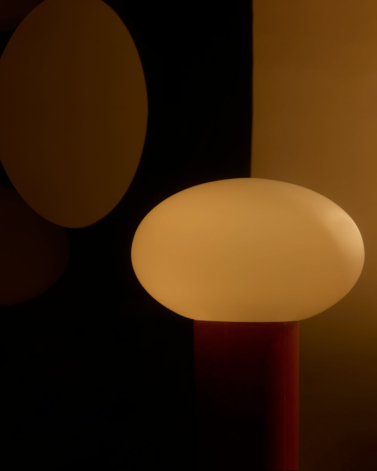 Glowmere Ivy Frosted Oval Globe Minimalist Table Lamp in red