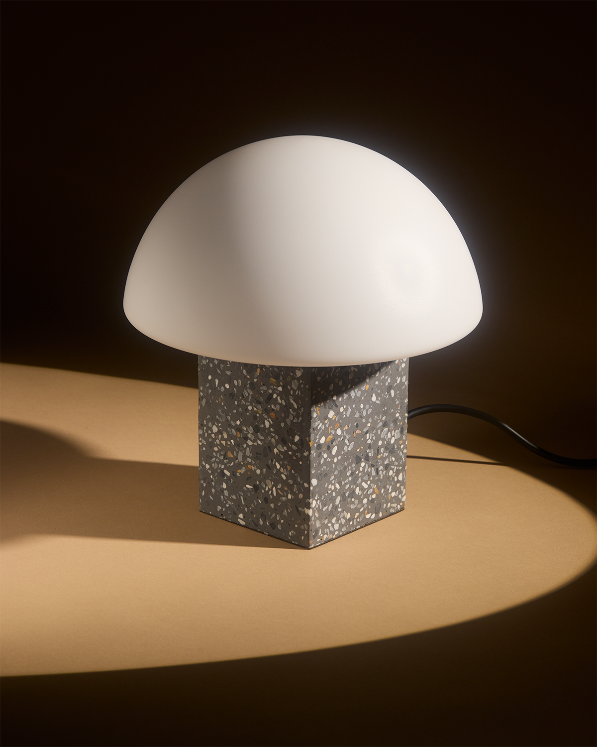 Glowmere Gavin Terrazzo Base Frosted Dome Table Lamp view 2