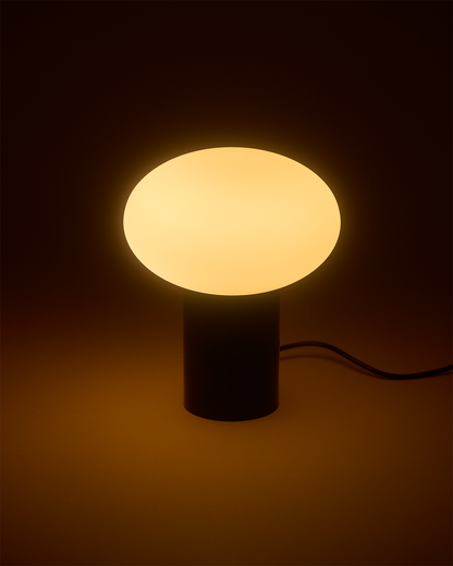Glowmere Ivy Frosted Oval Globe Minimalist Table Lamp in teal