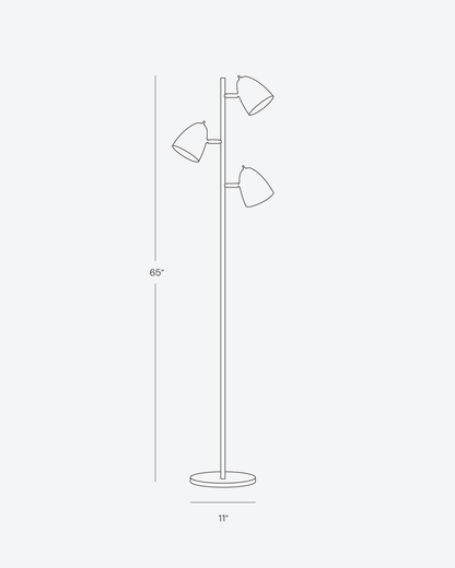 Glowmere Jacob Mid Century Three Head Floor Lamp view 5