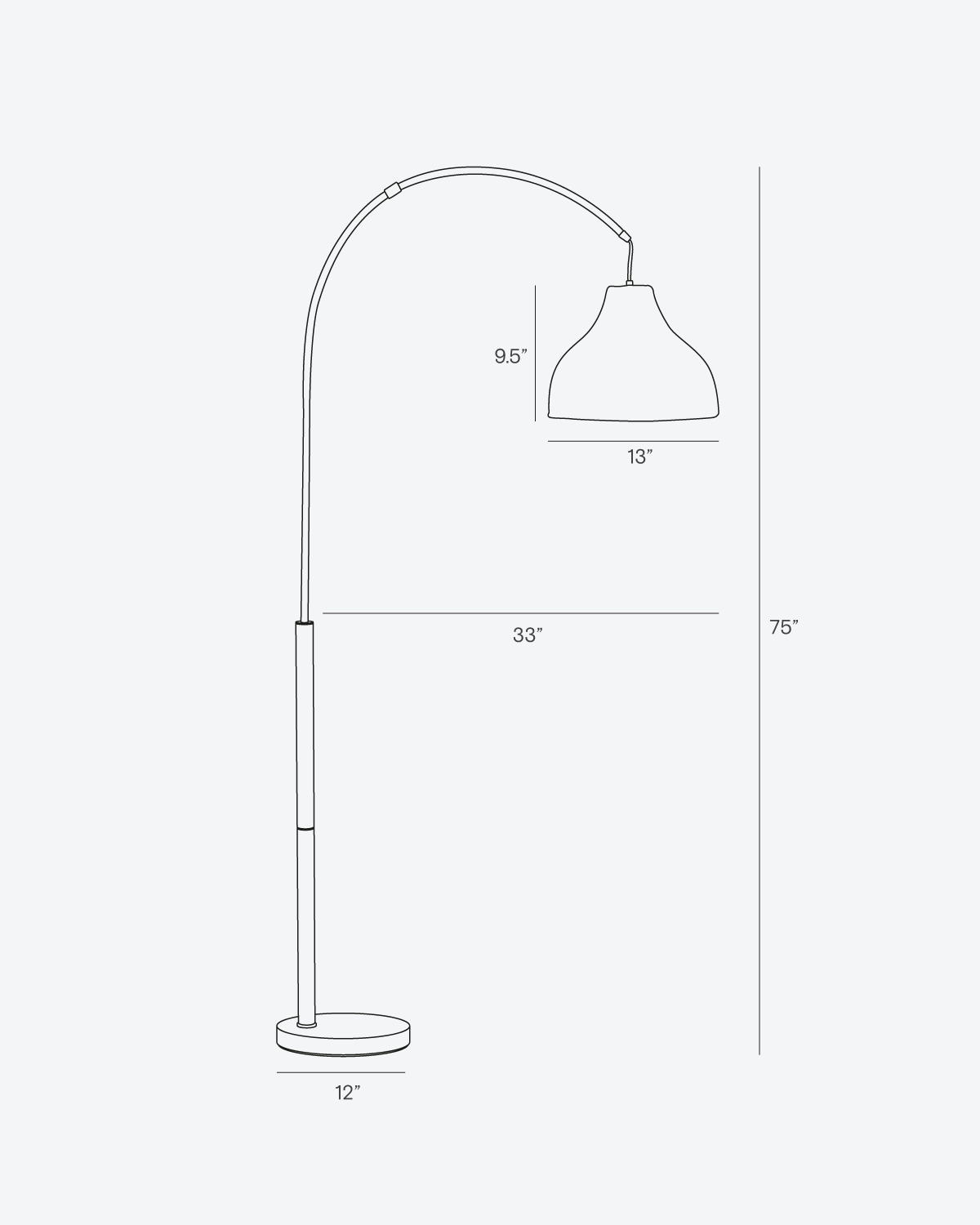 Glowmere Lark Arc Floor Lamp with Wicker Hanging Shade view 12