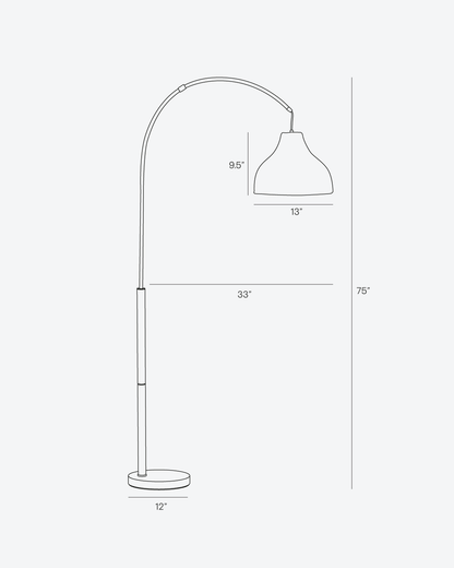 Glowmere Lark Arc Floor Lamp with Wicker Hanging Shade view 12