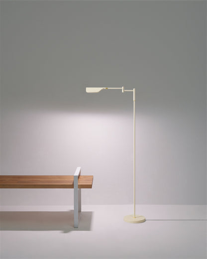 Glowmere Leaf Reading LED Floor Lamp with Touch Dimmer in cream