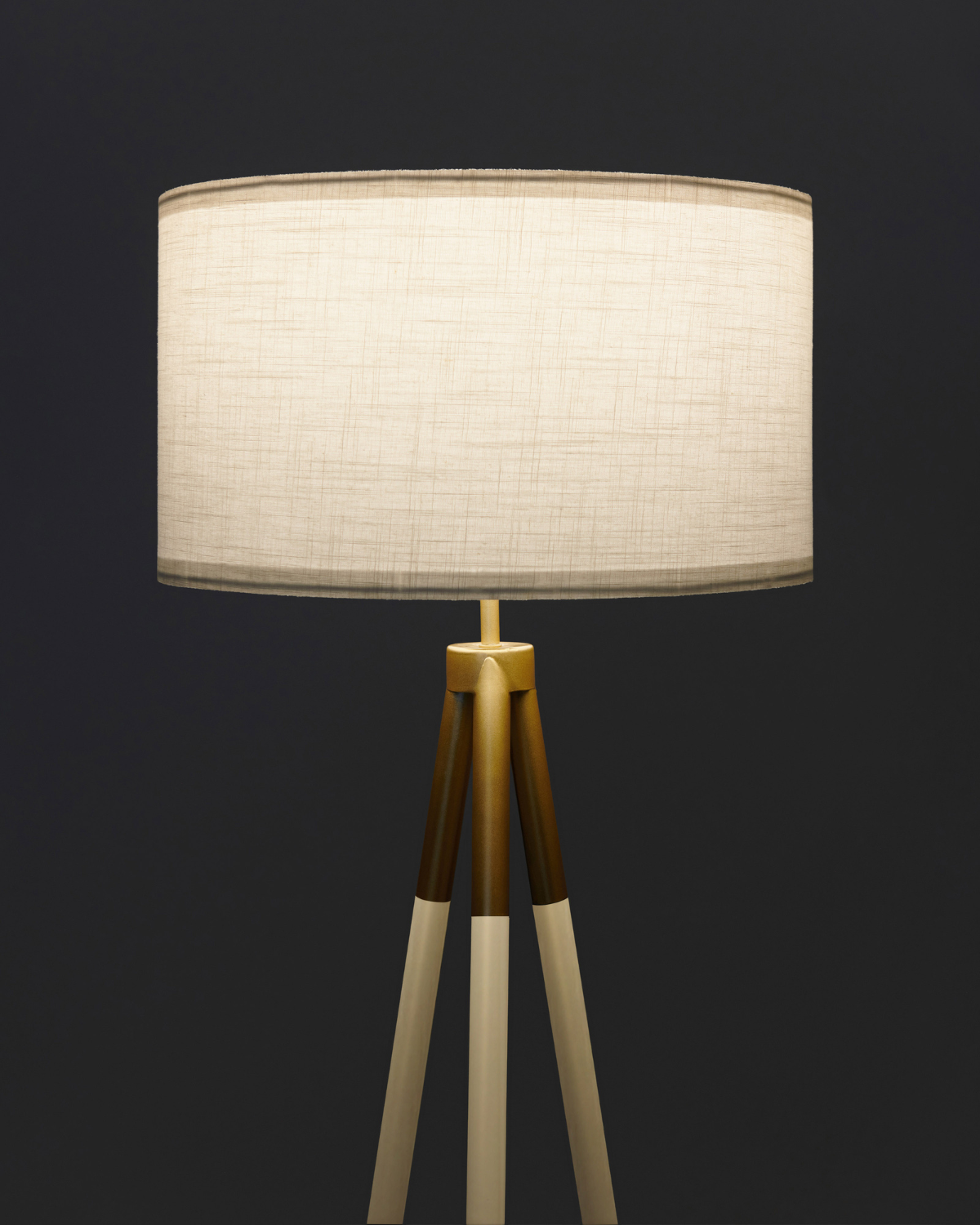 Glowmere Levi Tripod Floor Lamp with Linen Drum Shade in cream