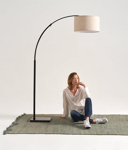 Glowmere Logan Marble Base Arc Floor Lamp with Footswitch in black