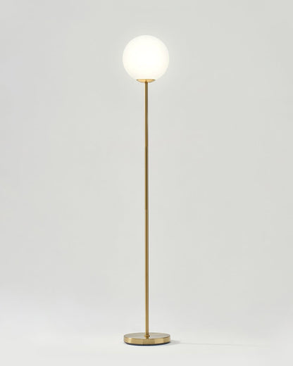 Glowmere Luna Brass Globe LED Floor Lamp overall view