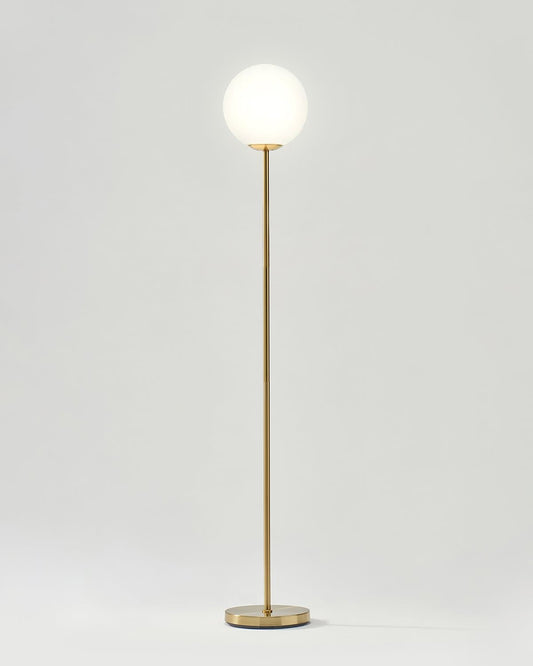 Glowmere Luna Brass Globe LED Floor Lamp overall view