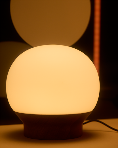 Glowmere Marlow Mini Walnut Base Glass Globe Table Lamp view 6