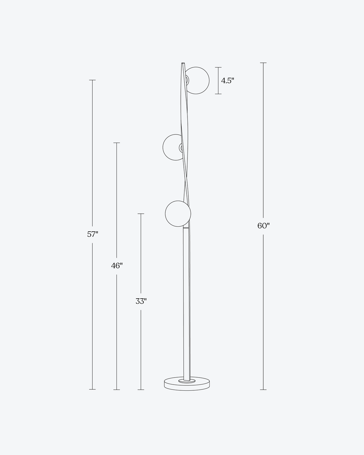 Glowmere Nola Twisted Brass Three Globe Floor Lamp view 6