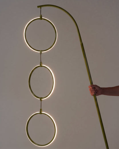 Glowmere 3 Ring Arc LED Floor Lamp with Touch Dimmer in green