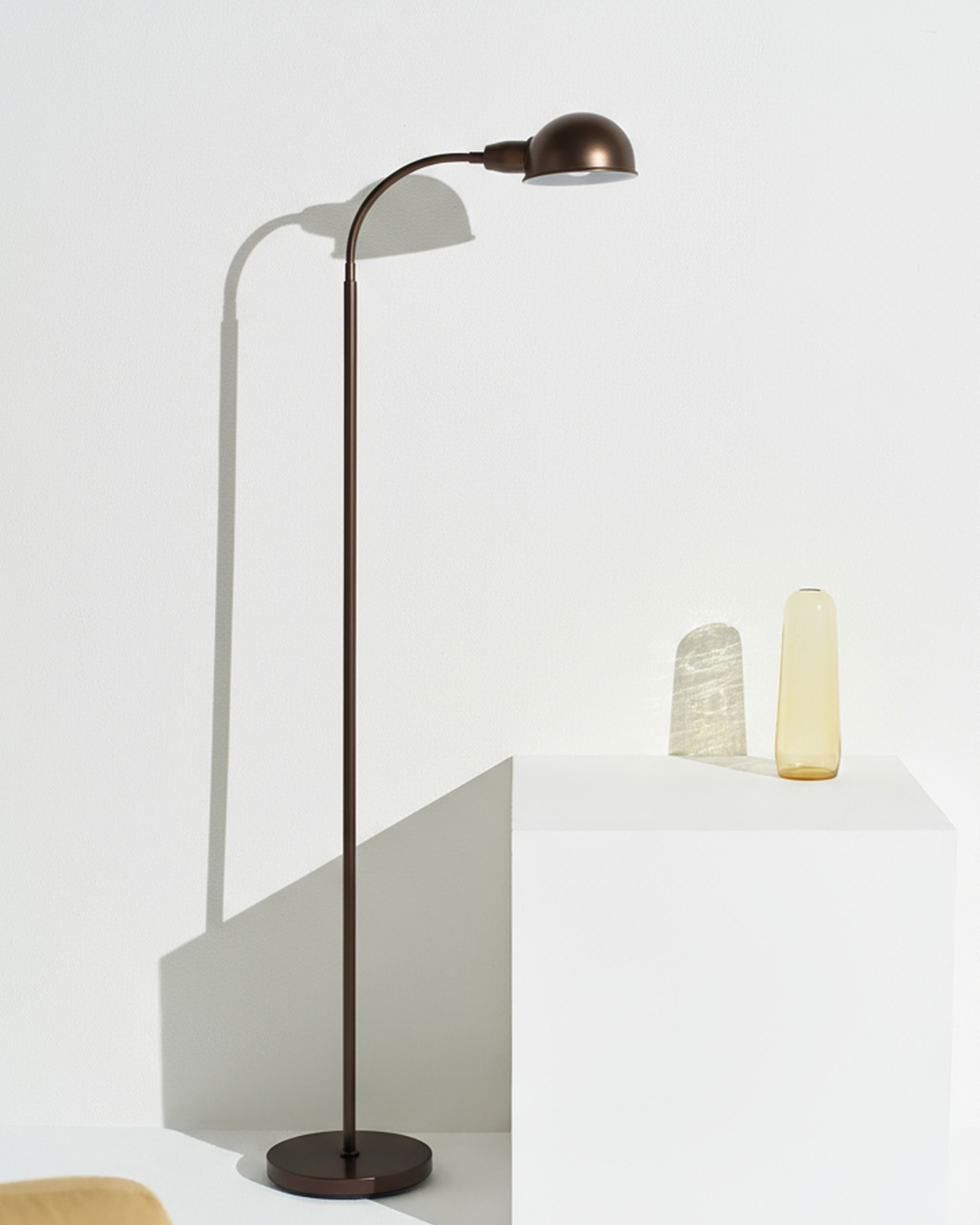 Glowmere Regent Apothecary Gooseneck Floor Lamp in bronze