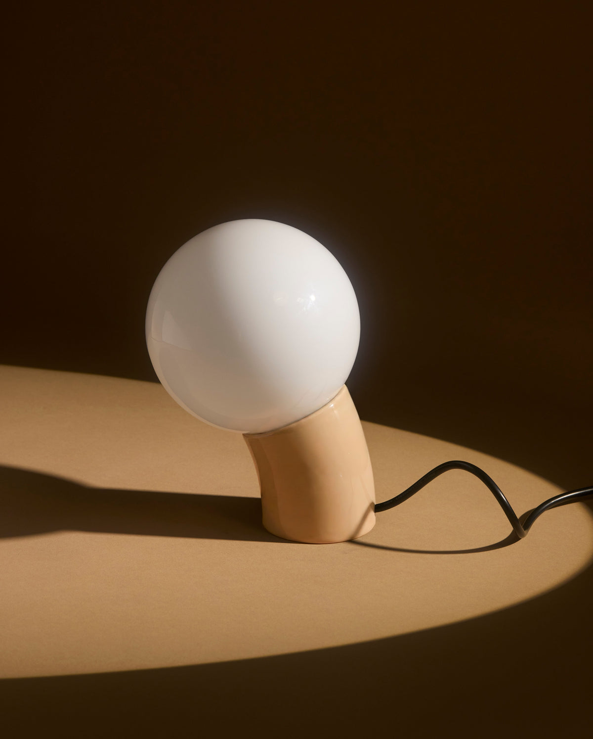 Glowmere Vino Curved Body Glass Globe Table Lamp with USB C in cream