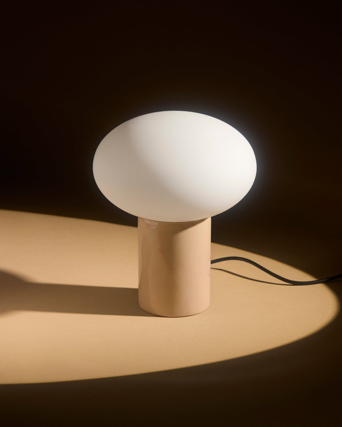 Glowmere Ivy Frosted Oval Globe Minimalist Table Lamp in cream