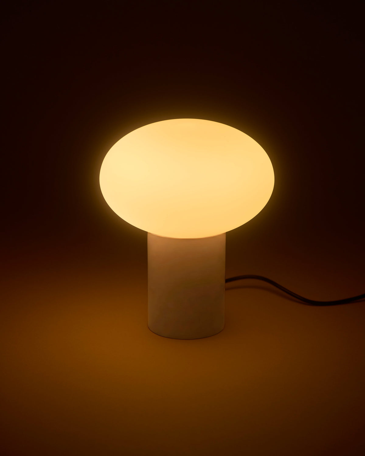 Glowmere Ivy Frosted Oval Globe Minimalist Table Lamp in cream